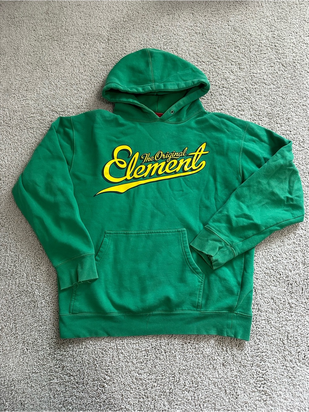 Element Men's Green Crewneck Hoodie with Yellow Logo